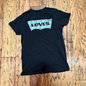 Levi's Black T-Shirt with Flamingo Design